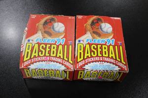 lot 77 image: 1991 Fleer Baseball Hobby Box Lot  2 Boxes  72 Packs