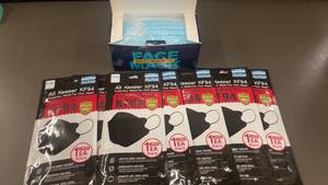 G3 - Lot of 7 KF94 Black Face Masks and 50 Disposable 3-Layer Face Masks