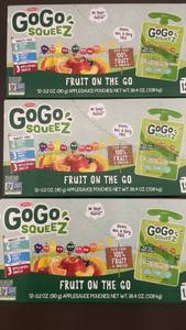 lot 11 image: CT 3 - Lot of 36 GoGo squeeZ Applesauce Pouches - Fruit on the Go Variety Pack