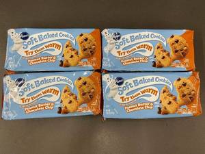 lot 37 image: AS 2 - Set of 4 Packaged Pillsbury Soft Baked Cookies - Peanut Butter & Chocolate Chip