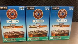 lot 51 image: Set of 3 Donut Shop Iced Duos Coffee K-Cups - Cookies & Caramel Flavor