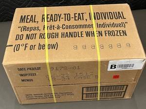 lot 83 image: B - Case of 12 MRE Meals Ready-to-Eat Individual