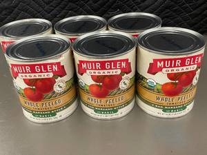 lot 159 image: Muir Glen Organic Whole Peeled Tomatoes with Basil, 6-Pack