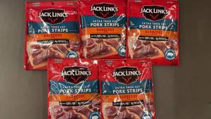 lot 169 image: GA2 - Set of 5 Jack Links Extra Thick Cut Pork Strips - Barbecue Flavor