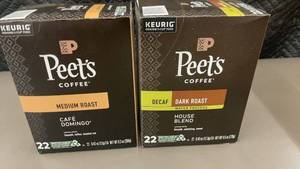 lot 270 image: Trol  - Lot of 2 Peets Coffee K-Cup Pods - Decaf Dark Roast & Medium Roast