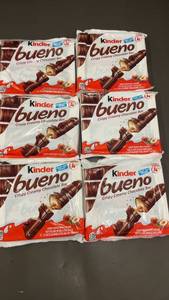 lot 329 image: CO 4 - Set of 6 Kinder Bueno Crispy Creamy Chocolate Bars - Hazelnut Filling