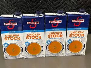 lot 396 image: CO 2 - Group of 4 Packaged Swanson Unsalted Chicken Stock - 32 oz Each