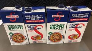 lot 407 image: 2 back - Set of 4 Swanson Vegetable Broth Cartons - 32 oz Each