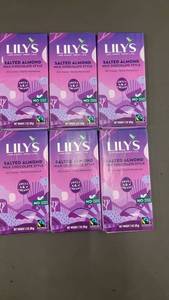 lot 452 image: GA 2 - Set of 6 Lilys Salted Almond Milk Chocolate Bars - 3 oz Each