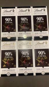 lot 455 image: GA 2  - Set of 6 Lindt Excellence 90% Cocoa Dark Chocolate Bars