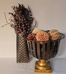 lot 65 image: Metal Decor Options with Faux Foliage & More
