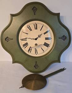 lot 69 image: Vintage Green Pendulum Wall Clock