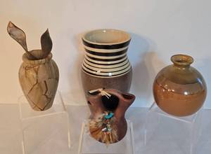 lot 74 image: Raku Wedding Vase Plus Decorative Vase Selection