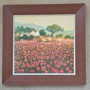 lot 115 image: Signed Hazel Barker Flower Field Painting