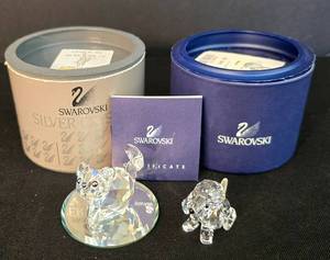 lot 122 image: Pair of Swarovski Crystal Multifaceted Figures