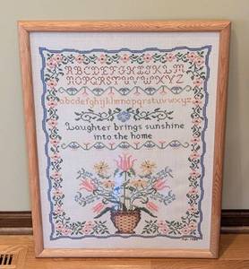 lot 136 image: Framed Needlepoint Sampler
