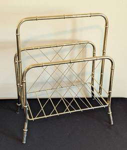 lot 130 image: Vintage Brass Magazine Rack