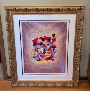 lot 11A image: Large Framed Sweet Tunes Print by Anatole Krasnyansky