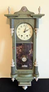 lot 97 image: Vintage Green P. F. Bollenbach Wall Clock