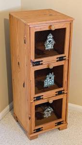 lot 98 image: Petite Pine Wood Vegetable Storage Cabinet