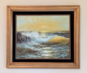 lot 37 image: Framed Seascape Oil Painting by Stevens