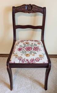 lot 32 image: Carved Mahogany Needlepoint Side Chair