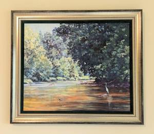 lot 27 image: Framed Landscape Oil on Canvas Painting by Philpott