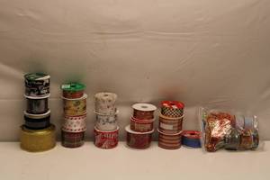 lot 2 image: Lot of Assorted Holiday Ribbons and Decorative Trim