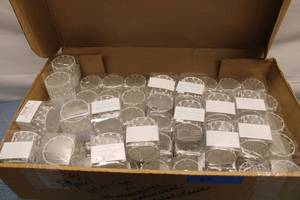 lot 46 image: Box of 72 Votive Candle Holders with Decorative Design