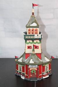 lot B-129 image: Rare Vintage Porcelain Santas Lookout Tower from North Pole Series