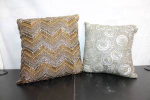 lot 136 image: Set of 2 Decorative Pier 1 Sequin Throw Pillows