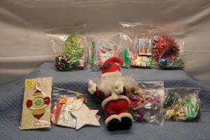 lot 143 image: Collection of Christmas Decorations Including Plush Santa and Ornaments