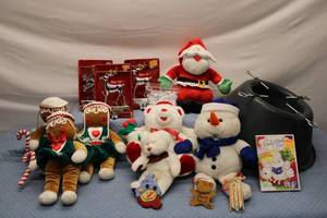 lot 153 image: Holiday Decor Collection including Plush Toys and Stocking Hangers