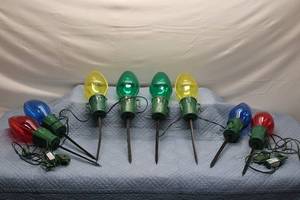 lot 156 image: Set of 8 Colorful Outdoor Decorative LED Lights with Power Adapters