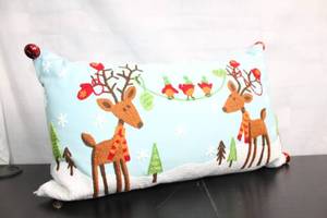 lot 159 image: Decorative Pier 1 Christmas Pillow with Reindeer Design