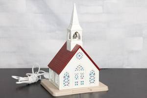 lot B-163 image: Alpine Village Church Light-Up Decoration with Original Box
