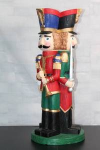 lot 164 image: Handcrafted Wooden Nutcracker Soldier Figurine - Double-Sided Design 21.5 Tall