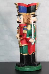 lot 165 image: Vintage Hand-Carved Nutcracker Soldier Figurine 21.5 Tall
