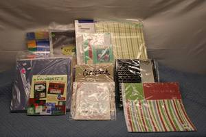 lot 198 image: Lot of 12 Assorted Scrapbooking and Crafting Papers and Supplies