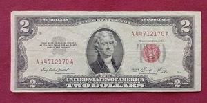 lot 7 image: 1953 Red Seal $2 Bill