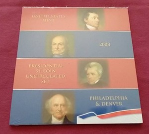 lot 8 image: 2008 U.S. Mint Uncirculated Presidential $1 Coin Set - (8) Coins