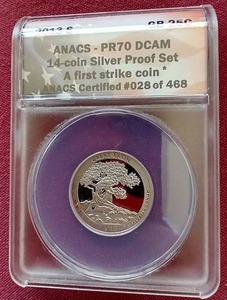 lot 15 image: 2013-S Great Basin Silver Quarter - ANACS PR70 DCAM