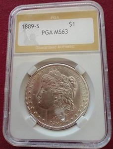 lot 18 image: 1889-S Morgan Dollar - PGA MS63 - LOW MINTAGE