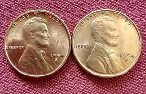 lot 35 image: (2) 1954-S Uncirculated Wheat Pennies
