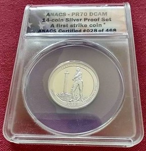 lot 41 image: 2013-S Perrys Victory Silver Quarter - ANACS PR70 DCAM