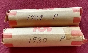 lot 42 image: 1929 & 1930 Wheat Penny Rolls