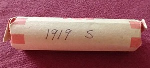 lot 67 image: 1919-S Wheat Penny Roll