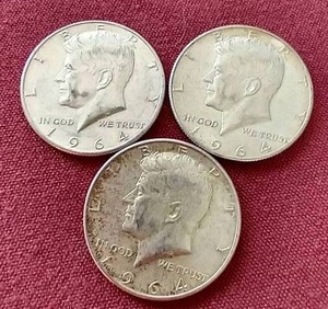 lot 74 image: (3) 90% Silver Kennedy Half Dollars