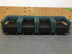 Lot of 4 - Brown and Turquoise Chairs