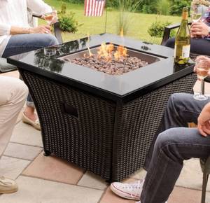 BLUE RHINO 32-in W 50000-BTU Steel Square Propane Gas Fire Pit Table